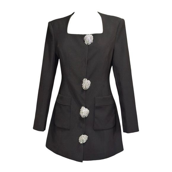 MISS ROSIER Fionnghuala Crystal Embellished Mini Dress, Black, Large - Picture 13 of 14